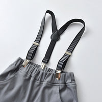 Load image into Gallery viewer, 2 Pieces Set Baby Kid Boys Birthday Party Bow Embroidered Shirts And Solid Color Jumpsuits Wholesale 21110929
