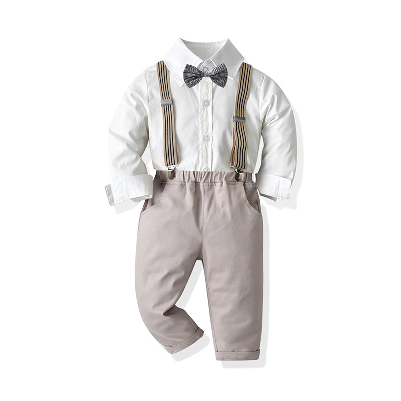 2 Pieces Set Baby Kid Boys Solid Color Shirts And Jumpsuits Wholesale 211109296