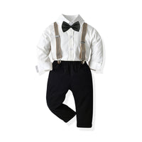 Load image into Gallery viewer, 2 Pieces Set Baby Kid Boys Birthday Party Solid Color Bow Shirts And Jumpsuits Wholesale 21110930
