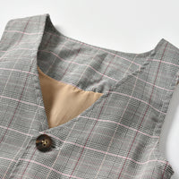Load image into Gallery viewer, 3 Pieces Set Baby Kid Boys Dressy Birthday Party Solid Color Bow Shirts And Checked Vests Waistcoats And Pants Suits Wholesale 211109301
