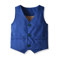Load image into Gallery viewer, 3 Pieces Set Baby Kid Boys Birthday Party Checked Bow Shirts Striped Vests Waistcoats And Suits Wholesale 211109316
