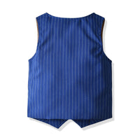 Load image into Gallery viewer, 3 Pieces Set Baby Kid Boys Birthday Party Checked Bow Shirts Striped Vests Waistcoats And Suits Wholesale 211109316
