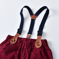 Load image into Gallery viewer, 2 Pieces Set Baby Kid Boys Checked Bow Shirts And Solid Color Jumpsuits Wholesale 211109322
