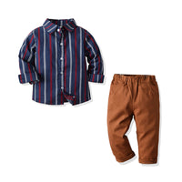 Load image into Gallery viewer, 2 Pieces Set Baby Kid Boys Striped Shirts And Pants Wholesale 211109326
