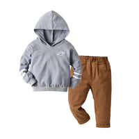 Load image into Gallery viewer, 2 Pieces Set Baby Kid Boys Striped Print Hoodies Swearshirts And Solid Color Pants Wholesale 211109334
