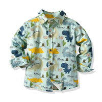 Load image into Gallery viewer, 2 Pieces Set Baby Kid Boys Birthday Party Dinosaur Print Shirts And Solid Color Pants Wholesale 211109337
