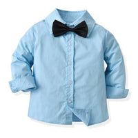 Load image into Gallery viewer, 2 Pieces Set Kid Boys Solid Color Bow Shirts And Jeans Wholesale 211109346

