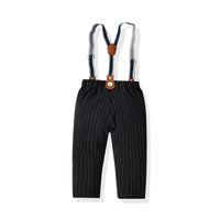 Load image into Gallery viewer, 2 Pieces Set Baby Boys Birthday Party Solid Color Bow Shirts And Striped Jumpsuits Wholesale 21110935
