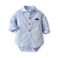 Load image into Gallery viewer, 2 Pieces Set Baby Boys Birthday Party Solid Color Bow Shirts And Striped Jumpsuits Wholesale 21110935
