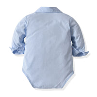 Load image into Gallery viewer, 2 Pieces Set Baby Boys Birthday Party Solid Color Bow Shirts And Striped Jumpsuits Wholesale 21110935
