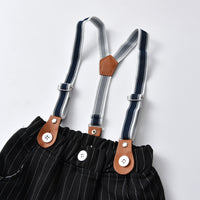 Load image into Gallery viewer, 2 Pieces Set Baby Boys Birthday Party Solid Color Bow Shirts And Striped Jumpsuits Wholesale 21110935
