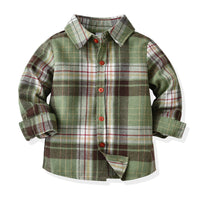 Load image into Gallery viewer, 2 Pieces Set Kid Boys Checked Shirts And Solid Color Pants Wholesale 211109358
