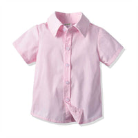 Load image into Gallery viewer, 2 Pieces Set Baby Kid Boys Solid Color Bow Shirts And Striped Pants Wholesale 211109375
