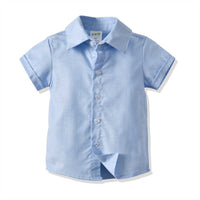 Load image into Gallery viewer, 2 Pieces Set Baby Kid Boys Solid Color Bow Shirts And Striped Pants Wholesale 211109375
