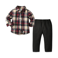 Load image into Gallery viewer, 2 Pieces Set Baby Kid Boys Birthday Party Checked Shirts And Solid Color Pants Wholesale 21110938

