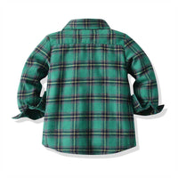 Load image into Gallery viewer, 2 Pieces Set Baby Kid Boys Solid Color Pants And Print Checked Shirts Wholesale 211109387
