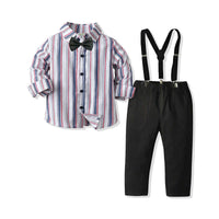 Load image into Gallery viewer, 2 Pieces Set Baby Kid Boys Dressy Striped Bow Shirts And Suits Trousers Wholesale 211109402
