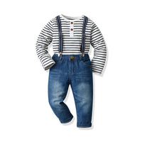 Load image into Gallery viewer, 2 Pieces Set Baby Kid Boys Striped Tops And Jeans Wholesale 211109403
