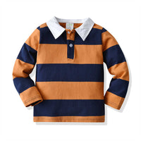 Load image into Gallery viewer, 2 Pieces Set Baby Kid Boys Dressy Color-blocking Bow Polo Shirts And Striped Pants Wholesale 211109405
