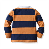 Load image into Gallery viewer, 2 Pieces Set Baby Kid Boys Dressy Color-blocking Bow Polo Shirts And Striped Pants Wholesale 211109405
