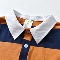 Load image into Gallery viewer, 2 Pieces Set Baby Kid Boys Dressy Color-blocking Bow Polo Shirts And Striped Pants Wholesale 211109405
