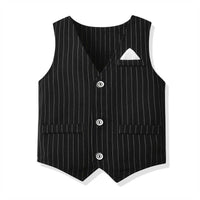 Load image into Gallery viewer, 3 Pieces Set Baby Kid Boys Dressy Striped Vests Waistcoats Checked Bow Shirts And Suits Trousers Wholesale 211109406
