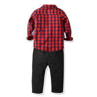 Load image into Gallery viewer, 2 Pieces Set Baby Kid Boys Dressy Checked Shirts And Suits Trousers Wholesale 211109407
