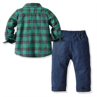 Load image into Gallery viewer, 2 Pieces Set Baby Kid Boys Dressy Checked Shirts And Suits Trousers Wholesale 211109408
