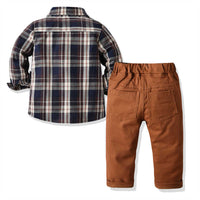 Load image into Gallery viewer, 2 Pieces Set Baby Kid Boys Dressy Checked Shirts And Suits Trousers Wholesale 211109409
