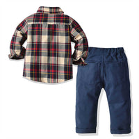 Load image into Gallery viewer, 2 Pieces Set Baby Kid Boys Dressy Checked Shirts And Suits Trousers Wholesale 211109413

