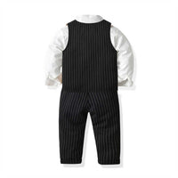 Load image into Gallery viewer, 3 Pieces Set Baby Kid Boys Dressy Striped Vests Waistcoats Solid Color Bow Shirts And Suits Trousers Wholesale 211109418
