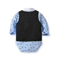 Load image into Gallery viewer, 3 Pieces Set Baby Kid Boys Dressy Striped Vests Waistcoats Star Bow Jumpsuits And Suits Trousers Wholesale 211109421
