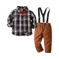 Load image into Gallery viewer, 2 Pieces Set Baby Kid Boys Dressy Checked Bow Shirts And Suits Trousers Wholesale 211109428
