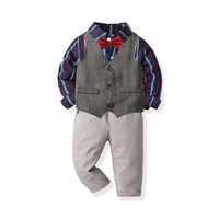Load image into Gallery viewer, 3 Pieces Set Baby Kid Boys Striped Bow Shirts Vests Waistcoats And Suits Trousers Wholesale 211109430
