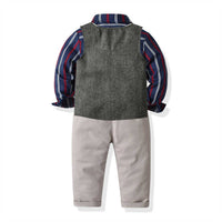 Load image into Gallery viewer, 3 Pieces Set Baby Kid Boys Striped Bow Shirts Vests Waistcoats And Suits Trousers Wholesale 211109430
