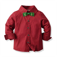 Load image into Gallery viewer, 2 Pieces Set Baby Kid Boys Dressy Solid Color Bow Shirts And Suits Trousers Wholesale 211109434
