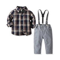 Load image into Gallery viewer, 2 Pieces Set Baby Kid Boys Dressy Checked Bow Shirts And Suits Trousers Wholesale 211109435
