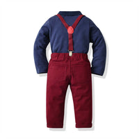Load image into Gallery viewer, 2 Pieces Set Baby Kid Boys Birthday Party Color-blocking Bow Shirts And Solid Color Pants Wholesale 211109446
