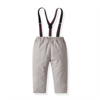 Load image into Gallery viewer, 2 Pieces Set Baby Kid Boys Birthday Party Checked Bow Shirts And Solid Color Jumpsuits Wholesale 211109449
