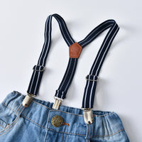 Load image into Gallery viewer, 2 Pieces Set Baby Kid Boys Birthday Party Checked Bow Shirts And Solid Color Jumpsuits Wholesale 21110945
