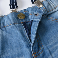 Load image into Gallery viewer, 2 Pieces Set Baby Kid Boys Birthday Party Checked Bow Shirts And Solid Color Jumpsuits Wholesale 21110945
