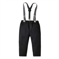 Load image into Gallery viewer, 2 Pieces Set Baby Kid Boys Birthday Party Checked Bow Shirts And Striped Jumpsuits Wholesale 211109453
