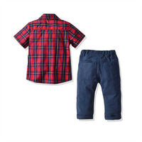 Load image into Gallery viewer, 2 Pieces Set Baby Kid Boys Birthday Party Checked Shirts And Solid Color Pants Wholesale 211109456
