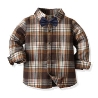 Load image into Gallery viewer, Baby Kid Boys Checked Bow Birthday Party Shirts Wholesale 211109480
