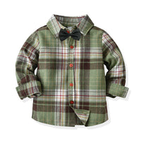 Load image into Gallery viewer, Baby Kid Boys Checked Bow Shirts Wholesale 211109481
