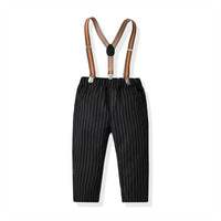 Load image into Gallery viewer, 2 Pieces Set Baby Kid Boys Birthday Party Checked Bow Shirts And Striped Jumpsuits Wholesale 211109482
