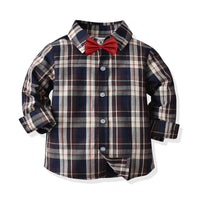 Load image into Gallery viewer, Baby Kid Boys Checked Bow Birthday Party Shirts Wholesale 211109484
