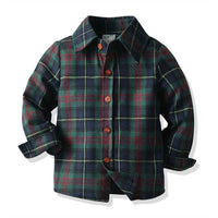 Load image into Gallery viewer, 2 Pieces Set Baby Kid Boys Birthday Party Checked Bow Shirts And Solid Color Jumpsuits Wholesale 211109489
