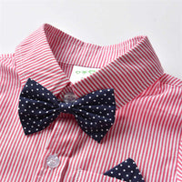 Load image into Gallery viewer, 3 Pieces Set Baby Kid Boys Bow Shirts Striped Vests Waistcoats And Solid Color Jumpsuits Wholesale 211109493
