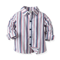 Load image into Gallery viewer, 2 Pieces Set Baby Kid Boys Birthday Party Striped Bow Shirts And Solid Color Jumpsuits Wholesale 21110950
